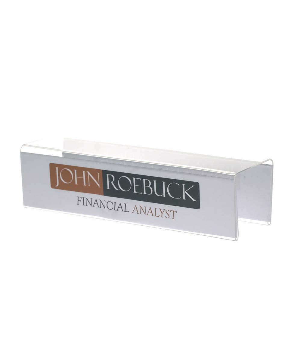 Source One Clear Acrylic Cubicle Sign Holder & Name Plates (3 1/4 Inch Hook, Name Plate Double Sided)