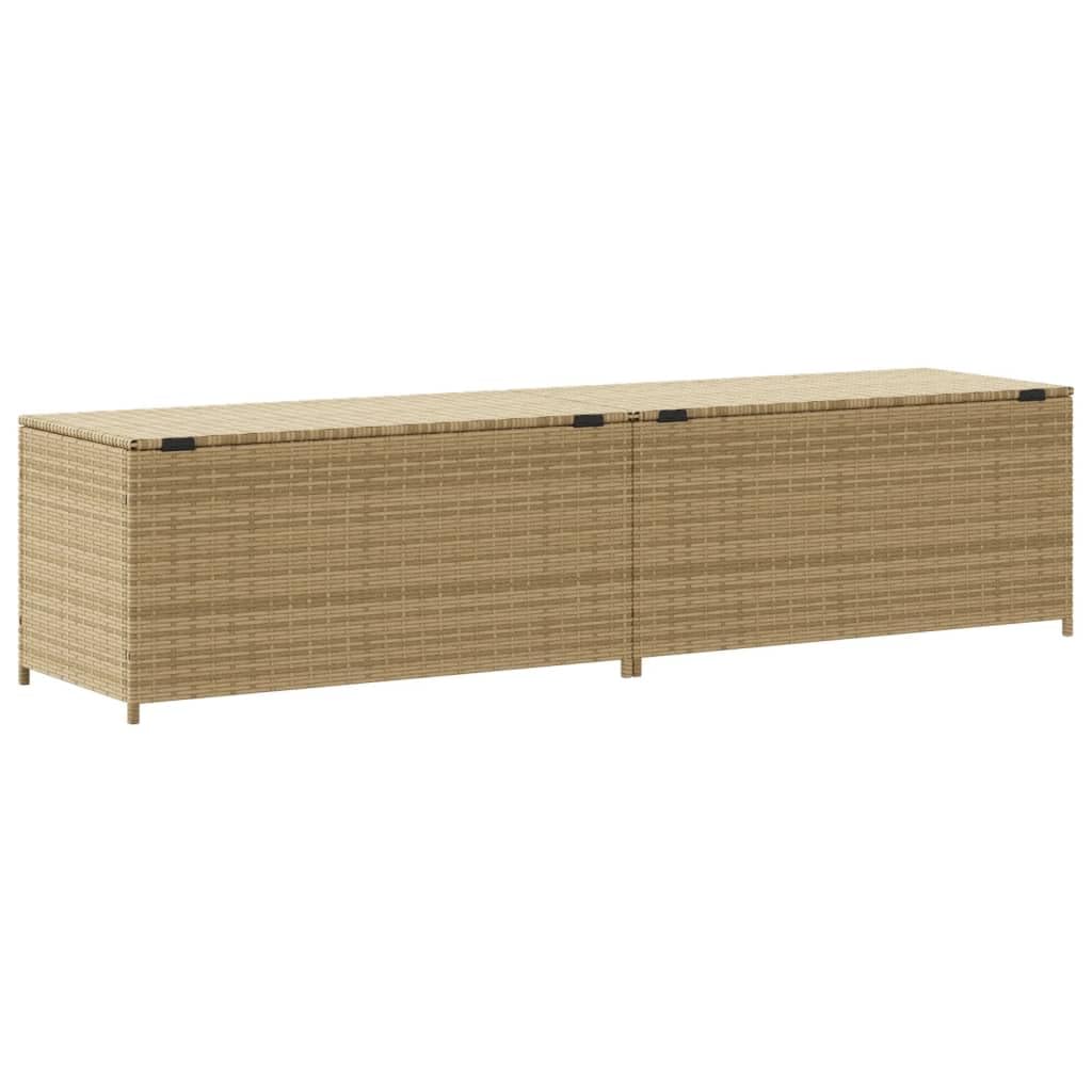 Festnight Baule da Esterno Box Giardino Baule da Giardino per Esterno Cassapanca Contenitore da Esterno Contenitore Giardino Beige Misto 469L in Polyrattan