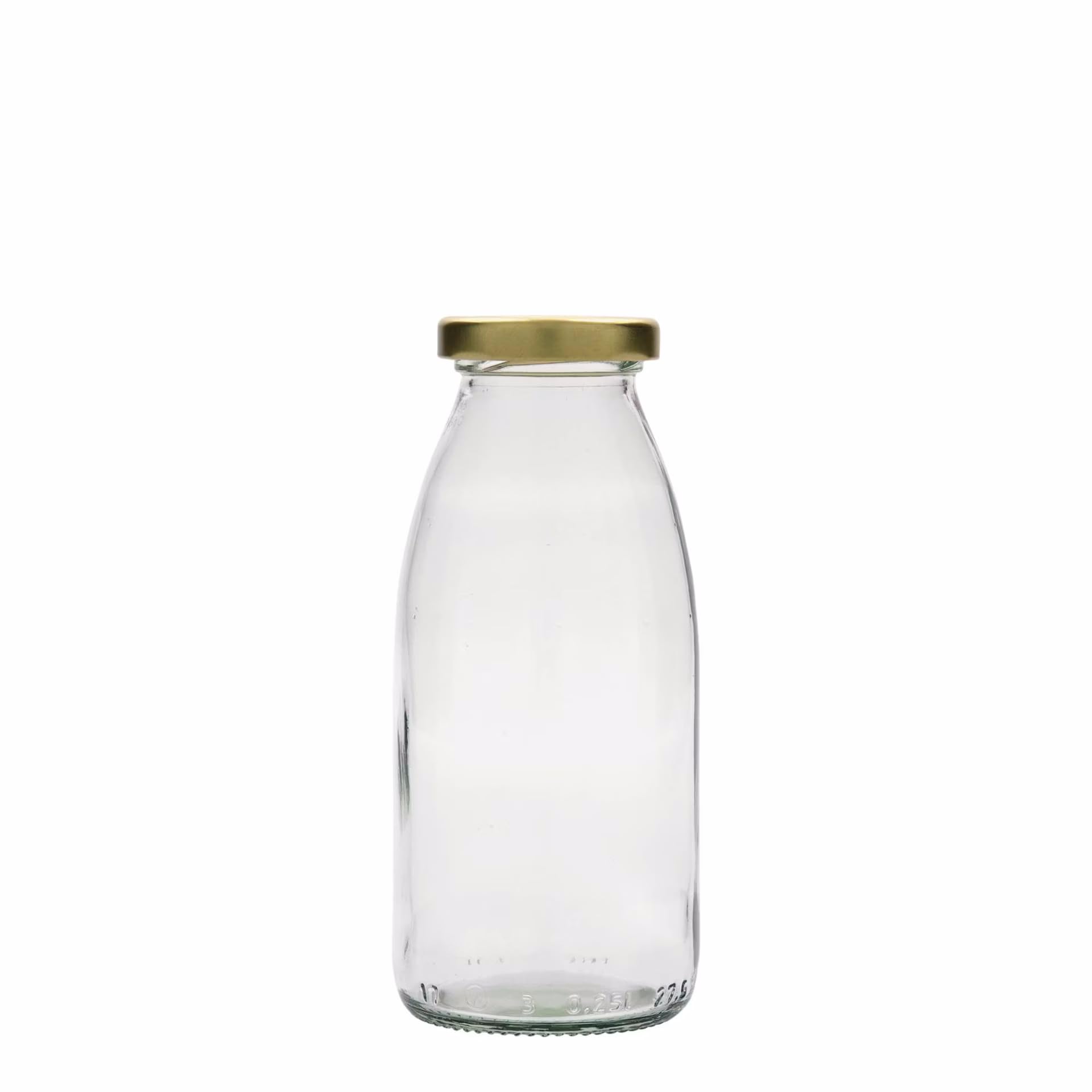 56 Glasflaschen 250 ml, leere Saftflaschen mit goldenem Schraubverschluss, zum Selbstbefüllen für Säfte, Smoothies, Milch, Tees oder Saucen