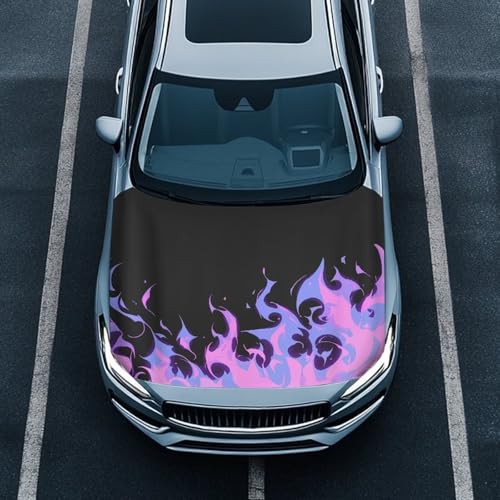 Image of Pink Bonfire Car Hood Cover Protector 59x39 Inch Waterproof Stretchable Auto Hood Wrap Blankets Auto Exterior Accessories for Sedans SUV Trucks Van