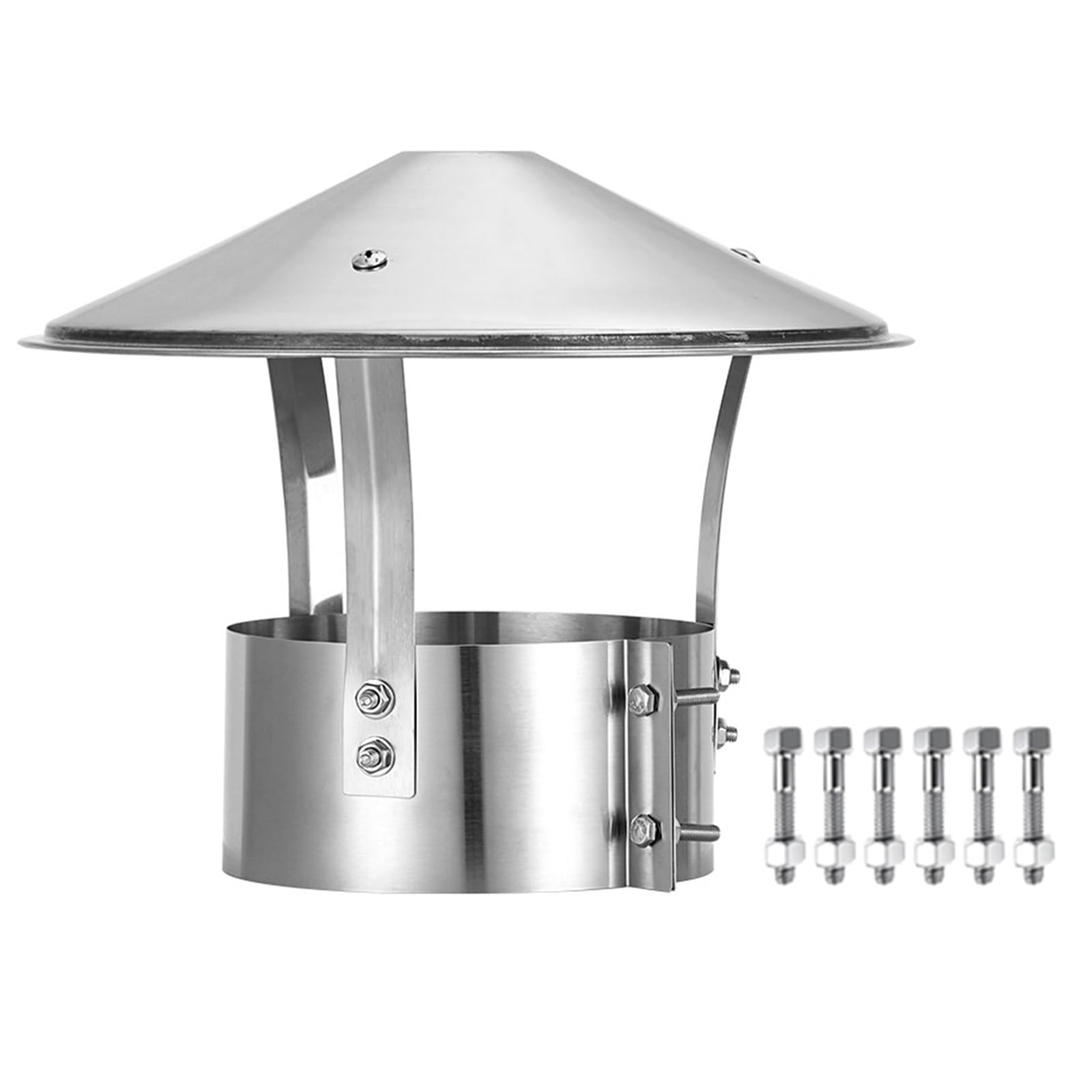 KGLHJDY Stainless Steel Roof Chimney Cowl Round Rain Cap Cover with Reinforced Screws for Fireplace Flue Furnace Exterior Stove Vent 90-240mm(110mm/4.33in)