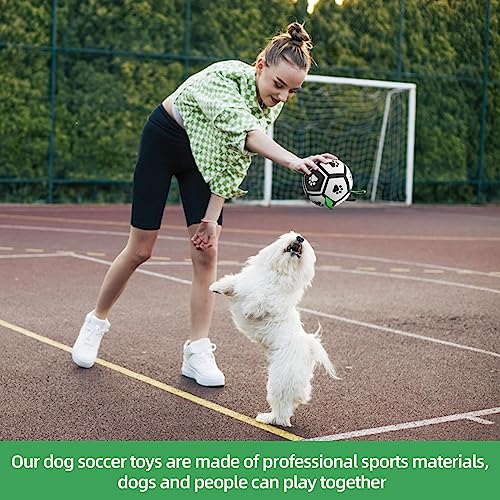 image for QDAN Dog Toys Soccer Ball with Straps, Interactive Toys for Tug of War