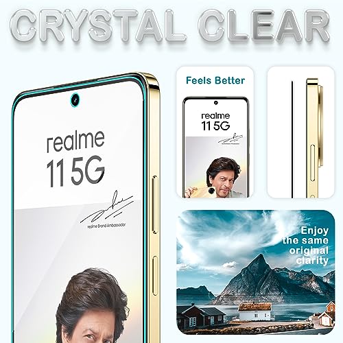 Image of ArmourPro Military Grade Gorilla Tempered Glass Compatible For Realme 13, 12X, 12, Realme 11X and 11 (6.8 Inch) With Easy Installation Kit for Smartphone| Edge To Edge Coverage | Black, Pack of 2