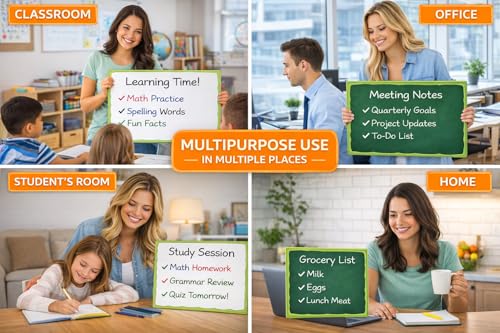 Image of YAJNAS Slate Double Sided Whiteboard and Green Chalkboard for Kids, Non-Toxic Learning Board, 16x12 Inches (40.5x30 cm), Assorted Frame Colors