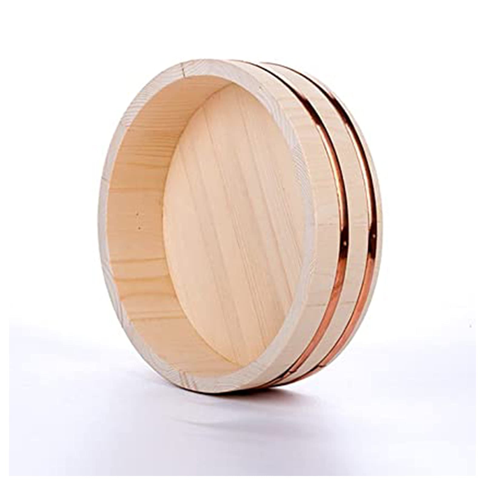 Cuenco de arroz de sushi de madera, bañera para mezclar arroz de sushi con bandas de cobre, kit de accesorios para servir sushi para cocina de restaurante de sushi, 30 cm/11,8 pulgadas (39 cm/15,3 p