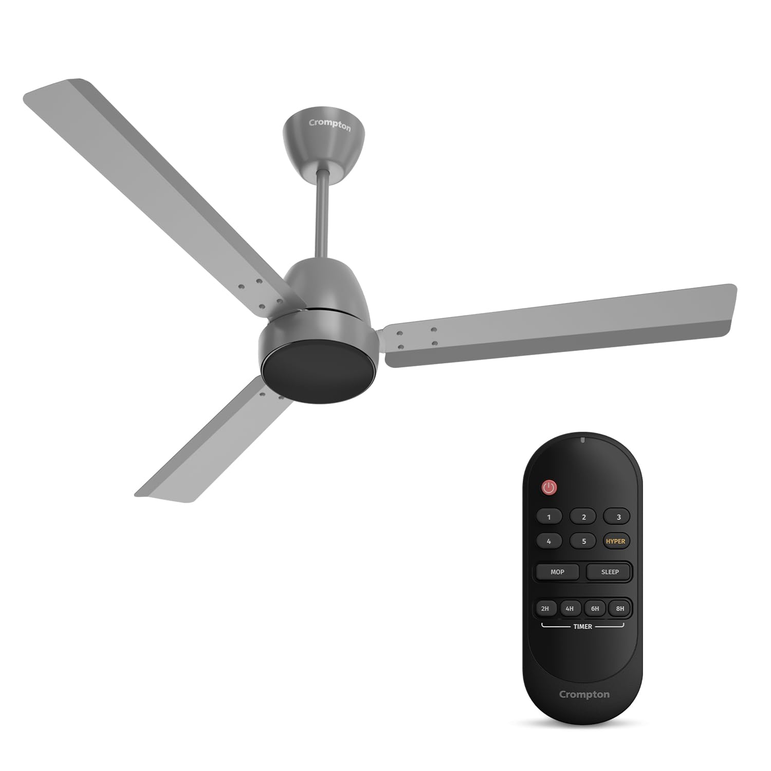 Crompton Energion Nucleoid 1200mm BLDC Ceiling Fan | Remote Control | BEE 5 Star Energy Rated | High Air Delivery | 4 Years Manufacturer Warranty | Metallic Grey
