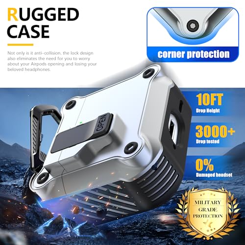 Image of RFUNGUANGO for AirPods 5 /4 Case (2026 /2024) with Lock, Silvery