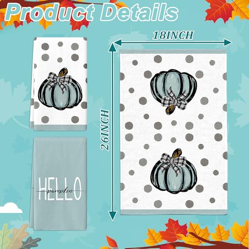 Korvita HYGB11 Hello Pumpkin Hand Towels Set 2 Pcs, Vintage Pumpkins Hand Towels, Thanksgiving Bathroom Decorative Soft Absorbent Hand Towels For Bathroom Home Hotel Gym Spa Yoga Beach 17 Inchx26 Inch thumb #2