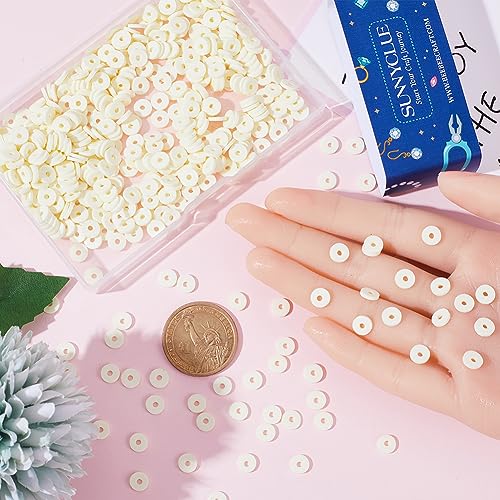 SUNNYCLUE 1 Box 1000Pcs+ White Clay Beads Heishi Beads 6mm Clay Polymer Beads Heishi Clay Beads Heishi Bead Bulk Refill Clay Disc Beads Spacer Loose Beads for jewellery Making DIY Bracelet Necklace - Image 3