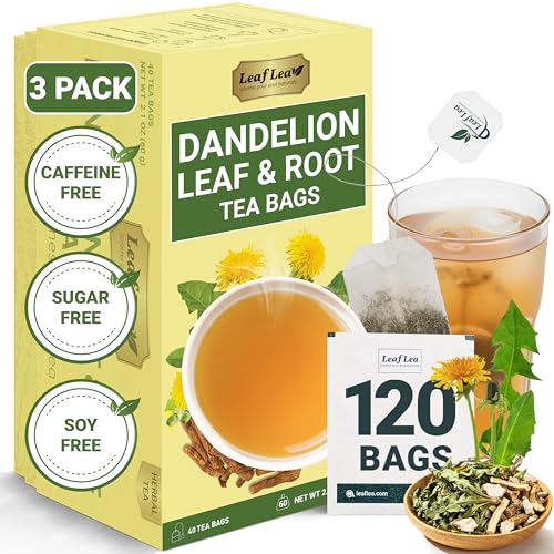 LeafLea Dandelion Root & Leaf Tea Bags, Premium Herbal Tea, 120 C...