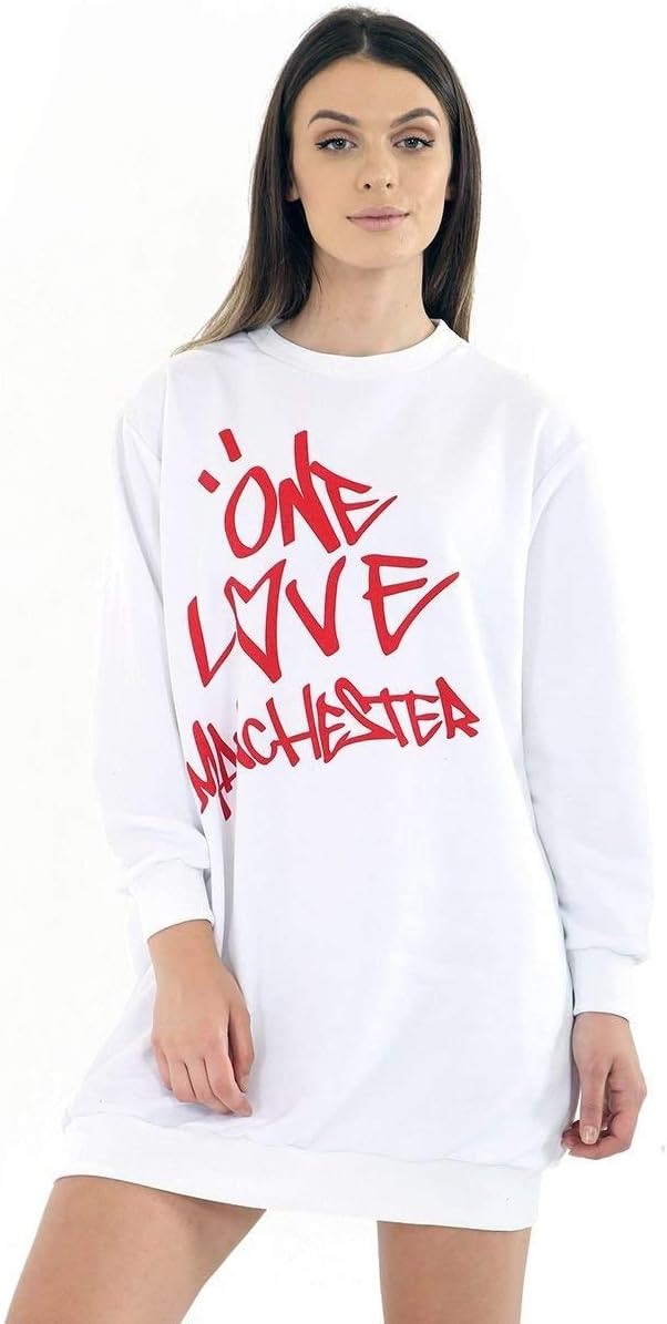 Womens Ariana Grande Jumper Ladies Girls Celeb Oversized Baggy Loose One Love Manchester Sweatshirt Top Tunic Dress T Shirt