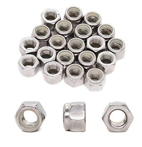 Image of 20PCS 5 /16-18 Nylon Inserted Self Locking Nuts - Stainless Steel Silver Tone, 5 /16 inch Nylock Nuts for Furniture, Tools, Handle