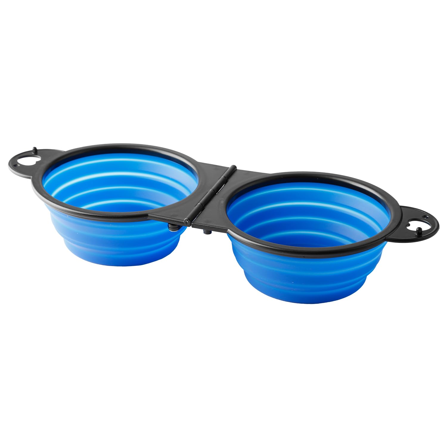 Bojueshaw Collapsible Dog Silicone Bowls,2-in-1 Portable Pet Travel Bowl with Carabiner for Puppy Hiking,Camping,and Outdoor Adventures(Blue)