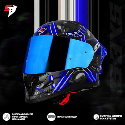 Image of Steelbird SBH 61 SXE X2 ISI and Dot Certified Full Face Helmet for Men and with Inner Silver Sunshield