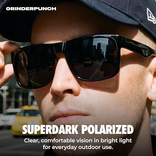 Image of grinderPUNCH Polarized Square Sunglasses for Men UV400 Protection Driving Fishing Sunglasses Mens Shades Mirrored Sunglasses