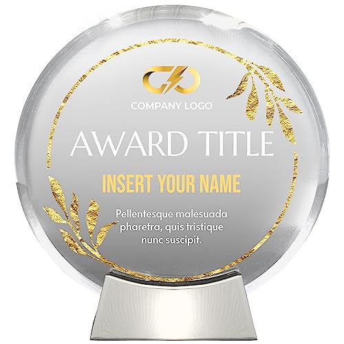 Basic Fundamentals Personalized Round Platinum Glass Plaque, Plaque as Awards and Trophies, Plaques Retirement Employee of the Month Leadership Gifts, 7 1/4'' (Design A) - Thumbnail 2