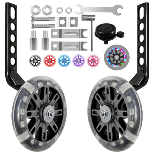 Image of HAWENS Bike Training Wheels Mute Flash Wheels with Adjustable Bicycle Stabilizer Mounted Kit Compatible for 12 14 16 18 20 inch Single Speed Bike