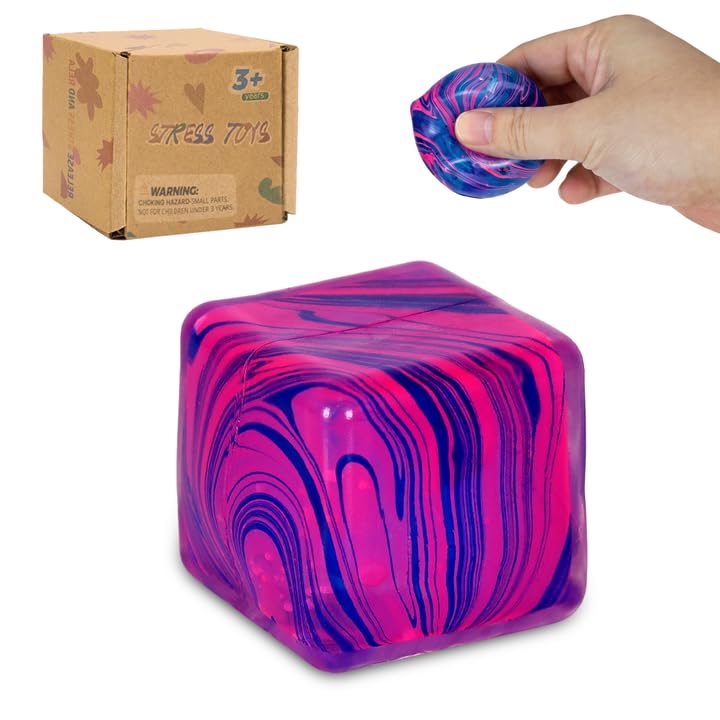 Graphinza Squeeze Toys – Soft Stress Relief Toys 1.4in Cube for Autism Relief, Balls for Adults and Children, Classroom Prizes – Durable Design, Not Easy...