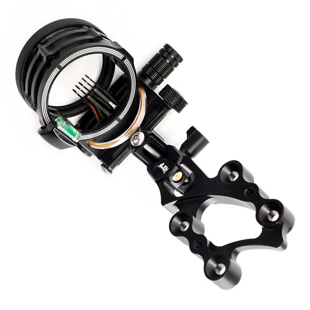 SPG Viseur d'arc réglable à broche unique, réglable rapidement et auto-amortisseur pour arc à poulies - Fibre optique avec adaptateur pour chasse - 0,05 cm
