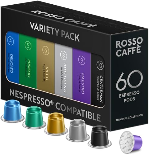 ROSSO CAFFÈ 60 Espresso Coffee Pods for Nespresso...