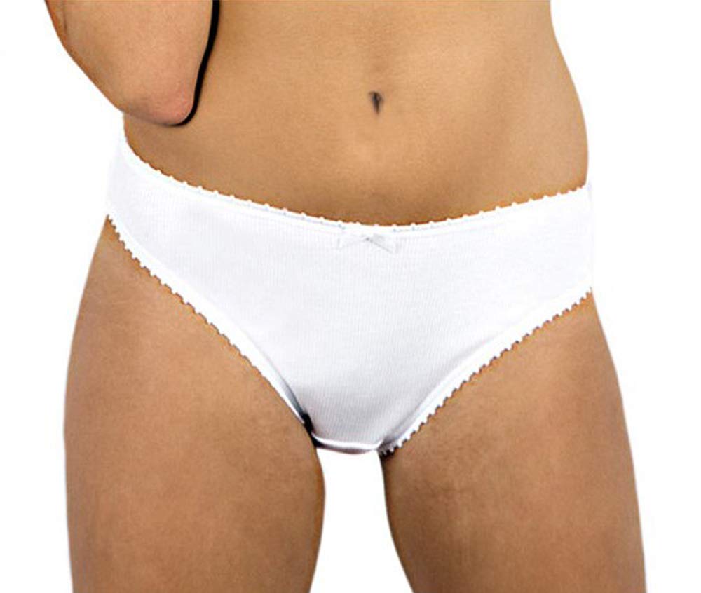 Laiole Confezione 6 Pezzi Slip Donna 100% Cotone SGAMBATO 222 (4, Bianco)