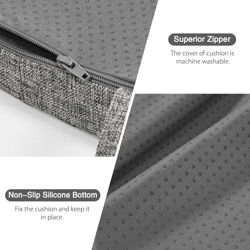 Image of baibu 14x14 Memory Foam Metal Chair Cushions Set of 4, Dual-Layer Design Non-Slip Metal Dining Chair Pads Kitchen Seat Cushion with Machine Washable Cover, 4 Counts, Grey