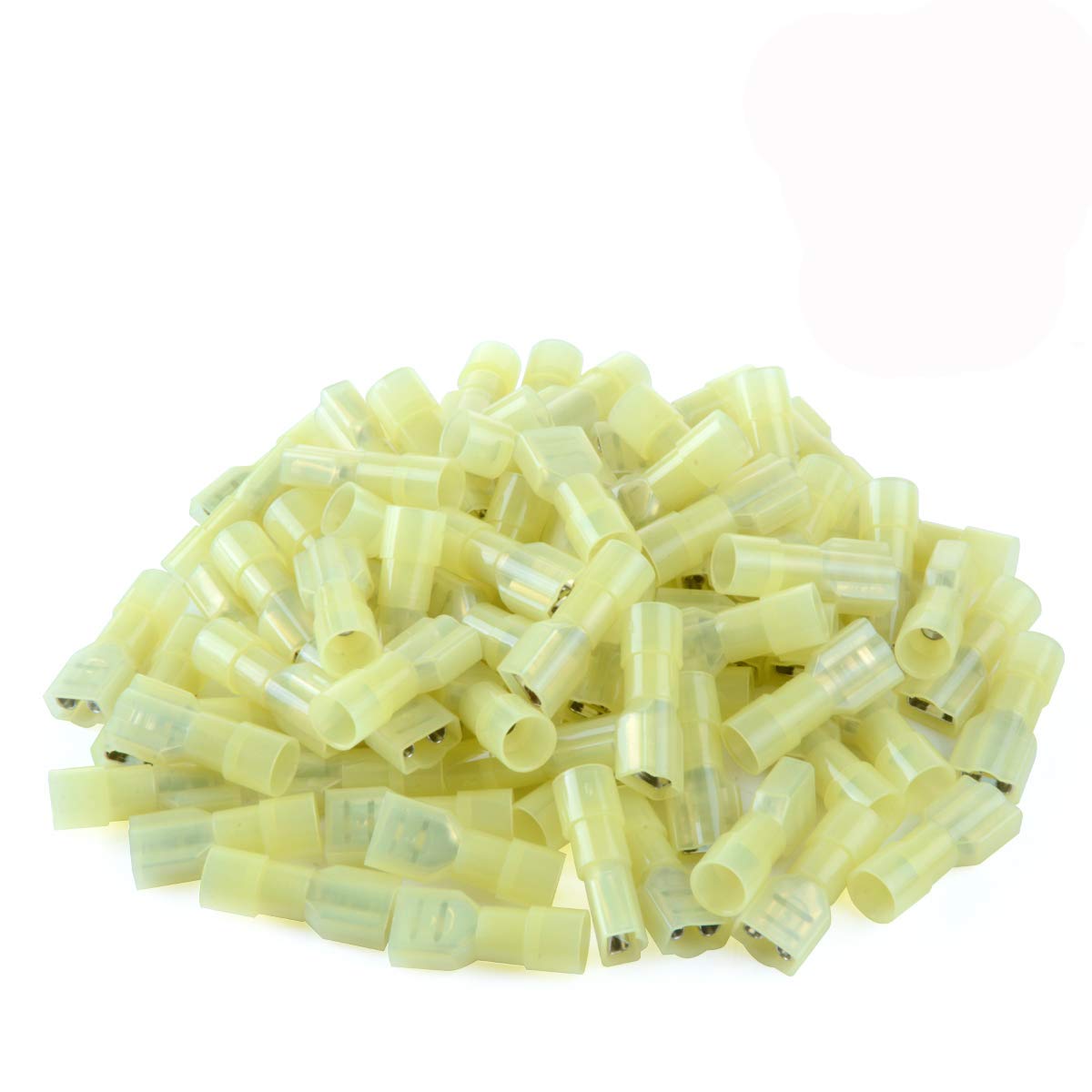 XHF2018 12-10 (A.W.G) Nylon Female Fully-Insulated Quick Disconnects Wiring Spade Wire Crimp Terminal Connectors 100pcs (Yellow)