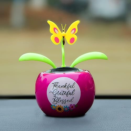 Miniatura 8 de Juguete solar de flores bailarinas para automóvil, lindo agitador de rosa, maceta de mariposa, tablero de instrumentos oscilante, juguete para