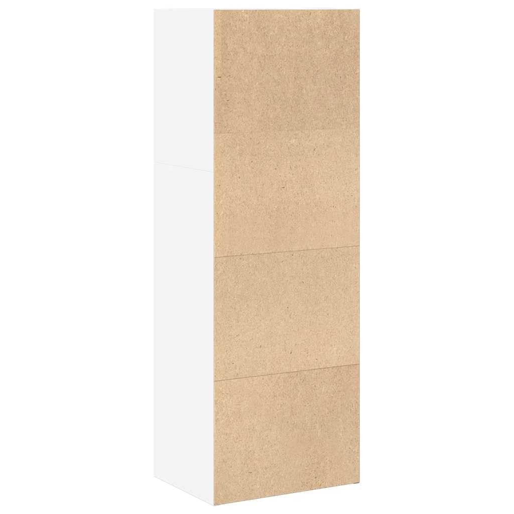 Biały regał na książki 40 x 30 x 114 cm, materiał drewnopochodny, przestronny regał stojący, uniwersalny regał ścienny, ścianka działowa, z otwartymi półkami, idealny do salonu, gabinetu