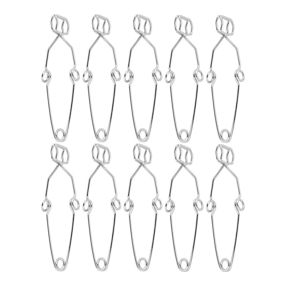 SENJINGHUA Test tube clamp made of steel, test tube holder for laboratory chemical experiment, laboratory test tube clamp with finger grips (Size : 10pc)