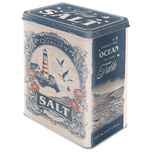 Nostalgic-Art Retro Vorratsdose L, 3 l, Sea Salt – Geschenk-Idee für die Küche, Große Blech-Dose für Salz, Vintage Design