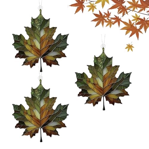 3 Stück Ahornblatt Ornament Aus Gebeiztem, 2D Flach Ahornblatt Buntglas Fenster Hängend Herbstdeko, Herbstdeko Anhänger Glass, Ahornblätter Sonnenfänger, Herbst Deko Aesthetic Outdoor Für Haustür(B) 3 Stück Ahornblatt Ornament Aus Gebeiztem, 2D Flach Ahornblatt Buntglas Fenster Hängend Herbstdeko, Herbstdeko Anhänger Glass, Ahornblätter Sonnenfänger, Herbst Deko Aesthetic Outdoor Für Haustür(B)