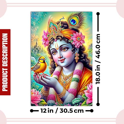 Image of Twinster Bal krishna Posters Photo for Pregnant Women, Baby Poster Self Adhesive (Size 45 cm by 30 cm) Pack of 1 (Design 14)