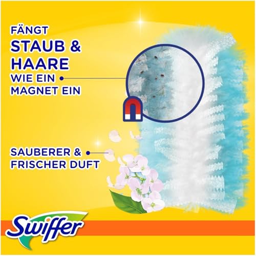 Swiffer Staubmagnet Nachfüllpackung, 25 Tücher (5×5) mit Febreze-Duft, Fängt Und Schließt 3-mal Mehr Staub Und Haare Ein Als Herkömmliche Staubwedel