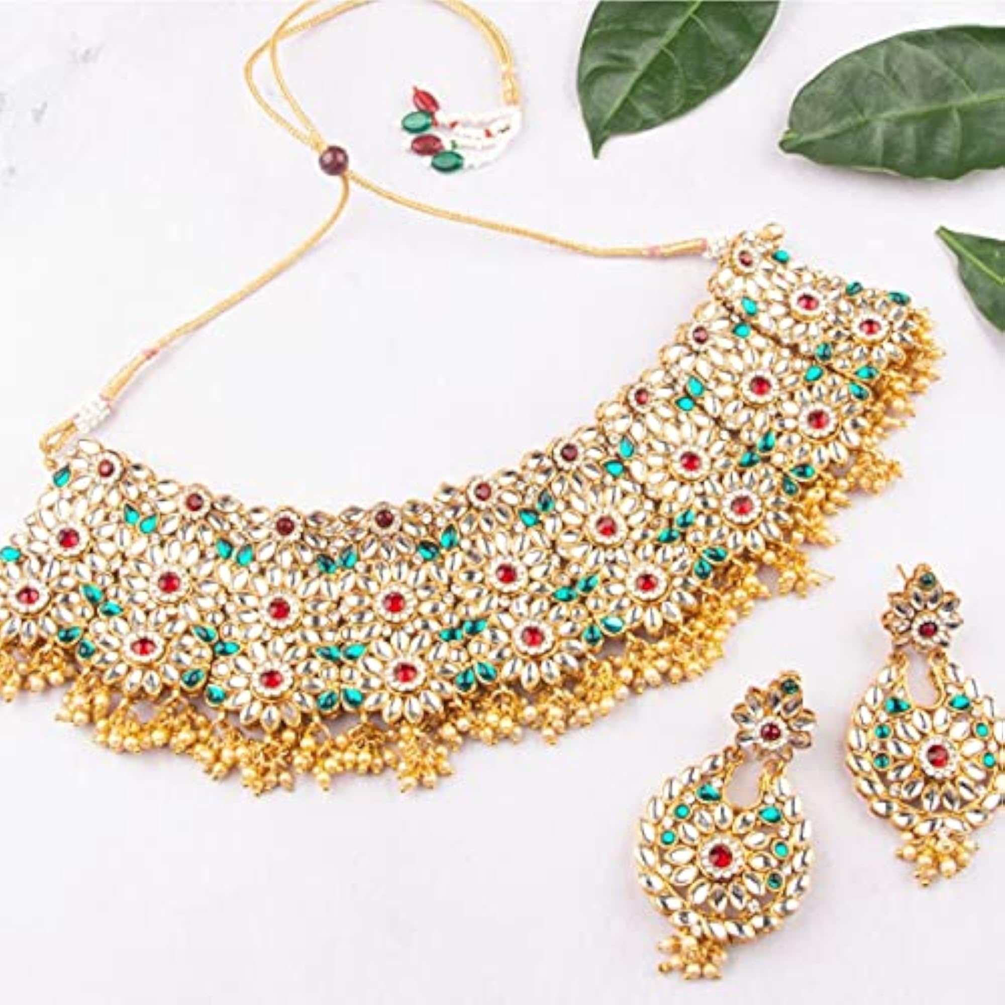 Multicolour Stones & Kundan Studded Statement Bridal Choker Set