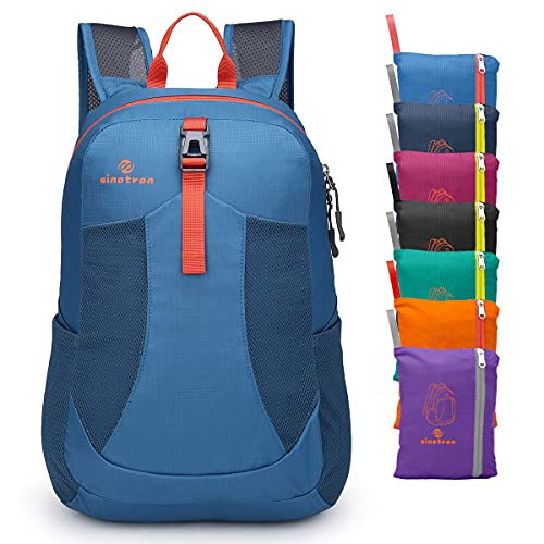 Sinotron Lightweight Packable Backpack,Small Foldable Hiking Backpack Day Pack for Travel Camping Outdoor Vacation (Blue)