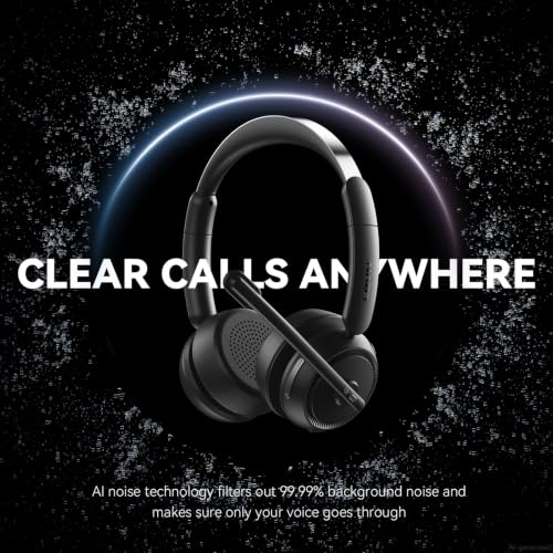 Image of Wireless Headset with Mic for Work, Bluetooth Headset with Microphone AI Noise Cancelling & Mute Button, Wireless Headphones with Mic for Work /Home /Office /Call Center /PC /Laptop /Computer /Teams /Zoom