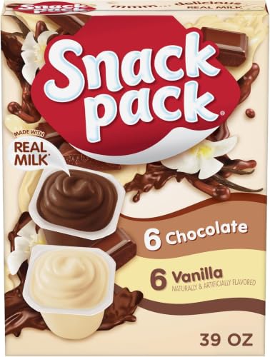 Image of Snack Pack Chocolate and Vanilla Flavored Pudding Cups, 3.25 oz., Family Pack (Pack of 72)