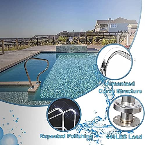 Handrail Sturdy Pool Safety Handrails Pool Hand Rail with Quick Mount Base Plate Swimming Pool Stair Rail Hand Grab Rail (Thick 1.2mm)