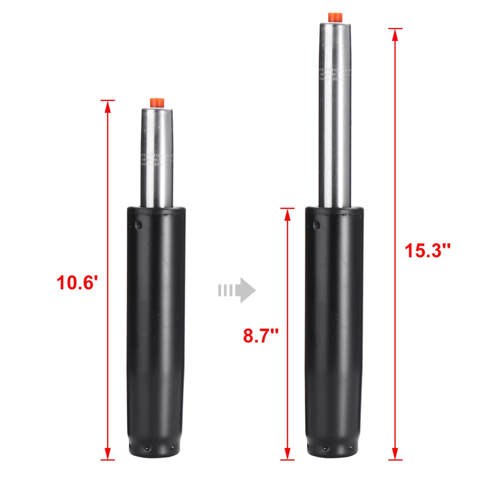 dritto Elevazione a gas Cilindro Pneumatico Di Sollevamento Del Gas Della Sedia Dell'asta Di Supporto Per Gli Accessori Di Ricambio Dello Sgabello Da Bar Dell'ufficio pistone sedia ufficio(Black)