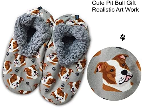 Pit Bull Super Soft Slippers - E&S Pets - Pit Bull Gifts - Cozy House Slippers - Non Skid Bottom - One Size Fits Most - Sherpa slipper - Pet Lover Gifts For Men And Women | Image 1