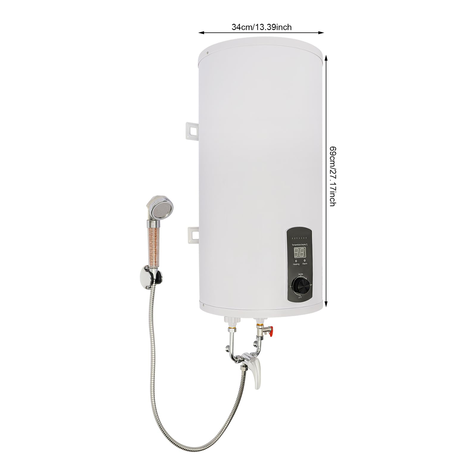 Scaldabagno elettrico, 80 l, 2000 W, serbatoio in acciaio inox, indicatore LED | Design montato a parete: capacità di 80 litri, protezione dell'acqua IPX4, spina UE