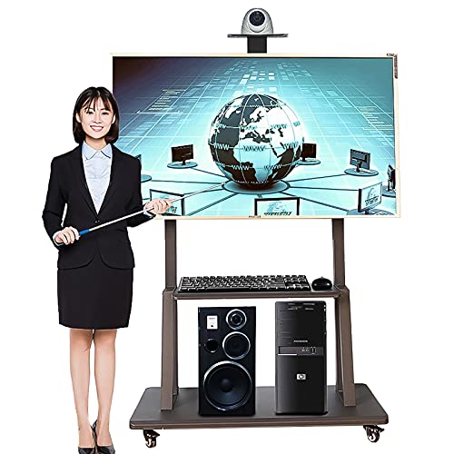 Soporte para TV negro para 50+ pulgadas con ruedas y 2 repisas miniatura 1