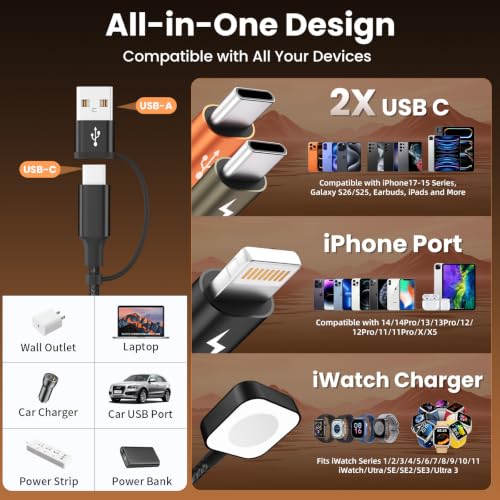 Image of Travel Essentials 4-in-2 Multi Charging Cable with iWatch Charger /2USB-C /IP