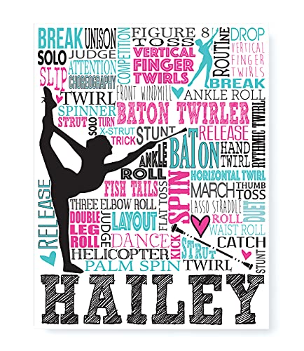 Amazon.com: Baton Personalized Typography Print - PrintChicks Custom ...