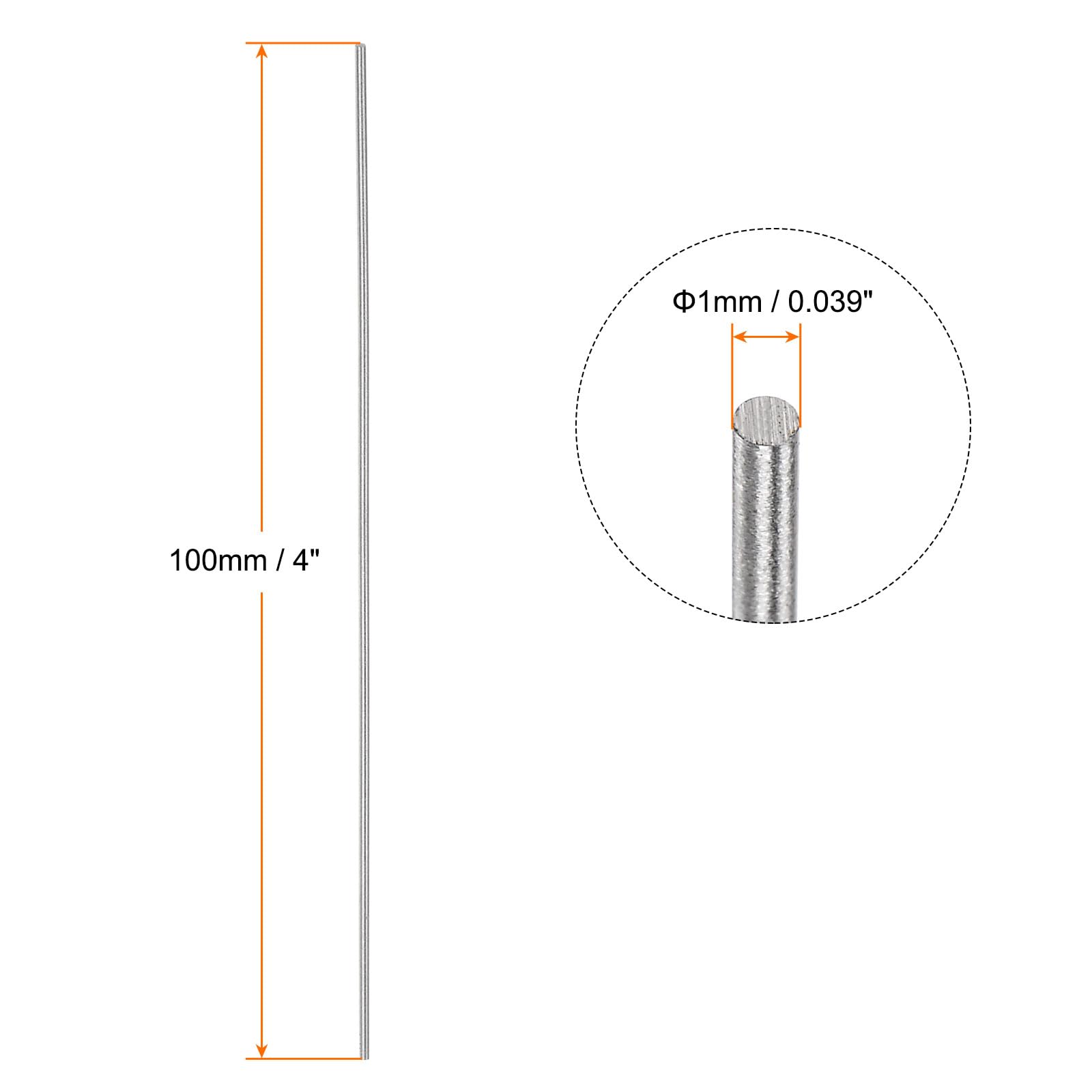 sourcing map Lot de 15 tiges rondes de 1 mm x 100 mm en acier rapide (HSS), outils de bricolage pour tourner, percer et fileter