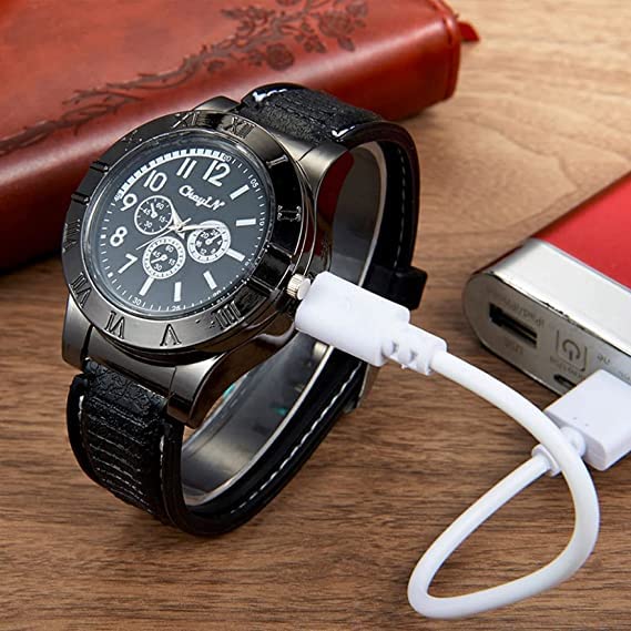 SETHI TRADERS Leather Analog Watch USB Cigarette Lighter - Image 3