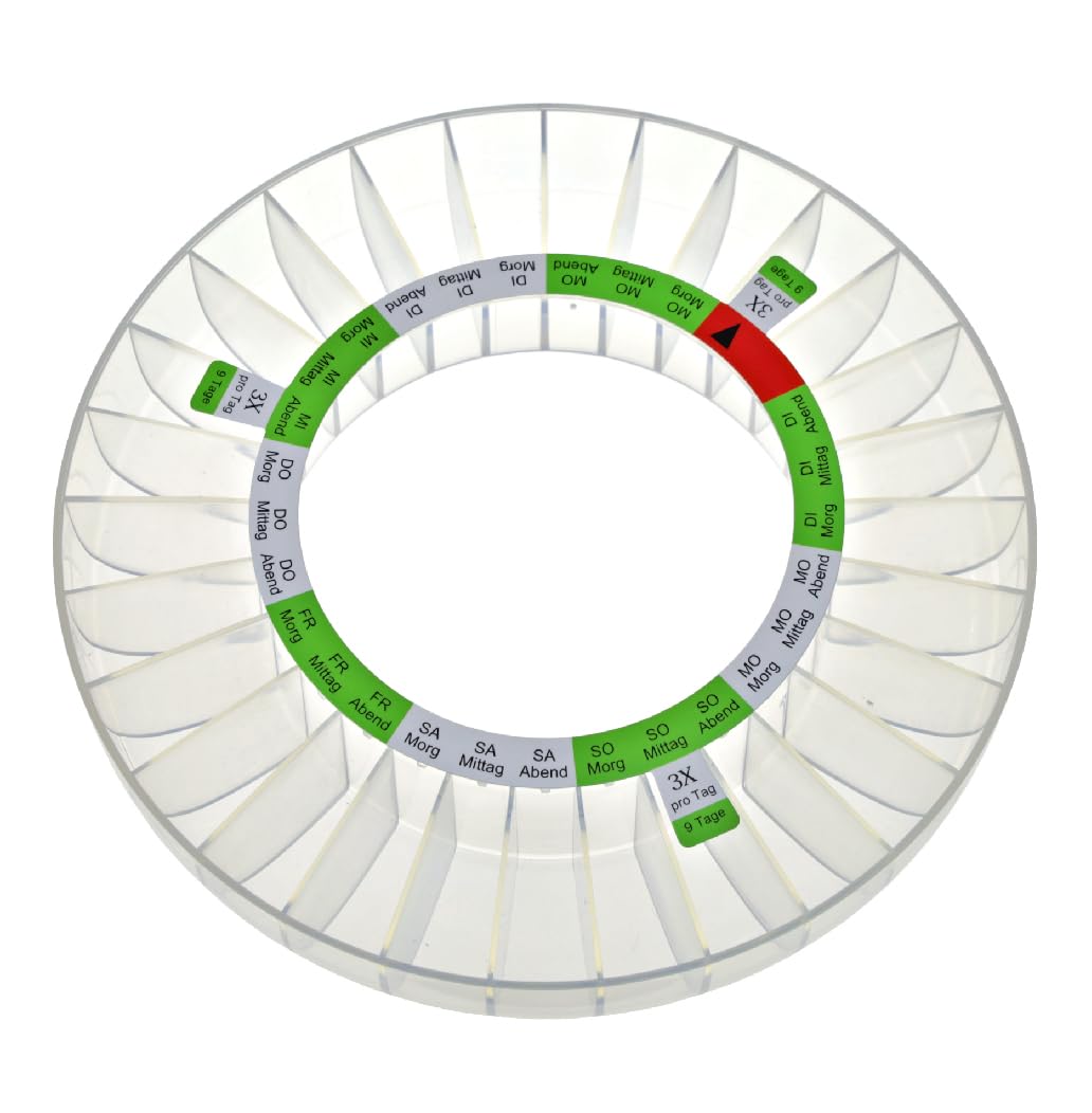 Automatische Box für Medikamente Tabletten Ginkgo Biloba Ergänzungsmittel | Bei Vergesslichkeit im Alter oder leichter Demenz | 9 Alarme | Großes Display | Deutsche Ringe (Matt)
