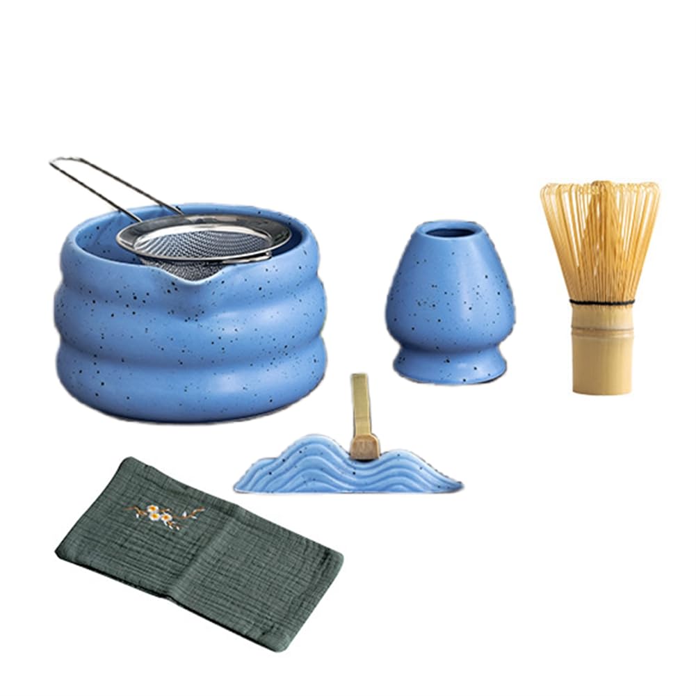 CTRLZS 7Pcs Japanese Matcha Tea Set, Matcha Kit with Matcha Bowl (with Pouring Spout), Matcha Whisk, Whisk Holder, Strainer