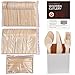 Disposable Wooden Cutlery Set. 250 Pieces: 100 Forks, 100 Spoons, 50 Knives. 6.25" Length, 100% Natural Eco-Friendly Birch Wood, Biodegradable, Compostable Utensils.
